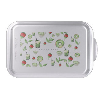 Cute Aesthetic Matcha and Fruit Pattern Cake Pan