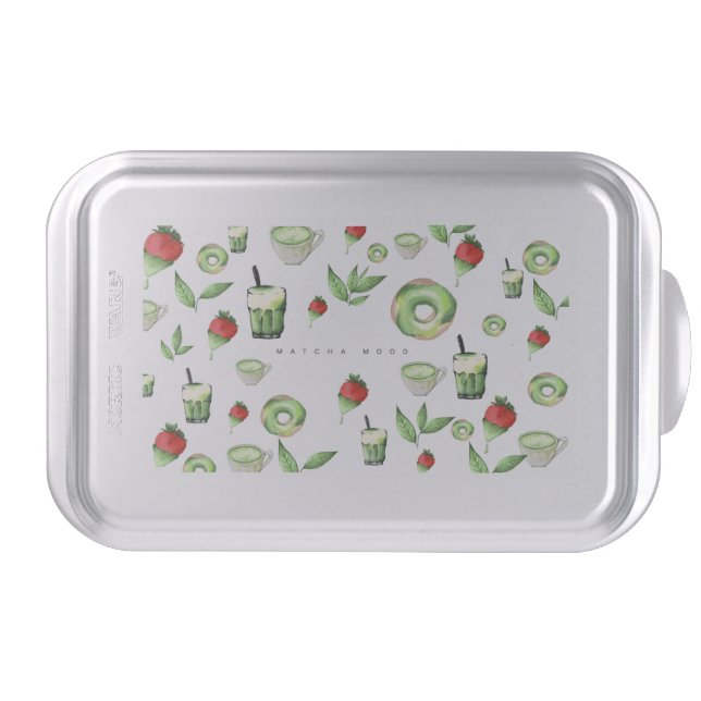 Cute Aesthetic Matcha and Fruit Pattern Cake Pan (Front)