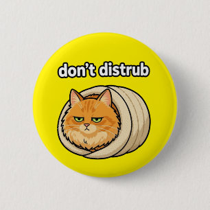 Cute Aesthetic Orange Cat Don't Disturb button