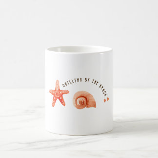 Cute aesthetic peach beach starfish seashell coffee mug