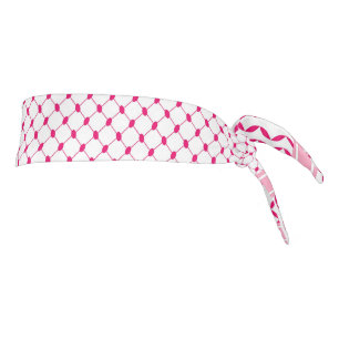 Cute Aesthetic Pink and White Kufiya Keffiyeh Tie Headband