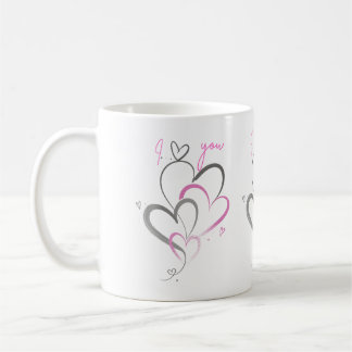 CUTE AESTHETIC PINKHEARTS I LOVE YOU COFFEE MUG