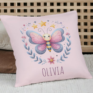 Cute Aesthtetic Floral Butterfly Throw Pillow