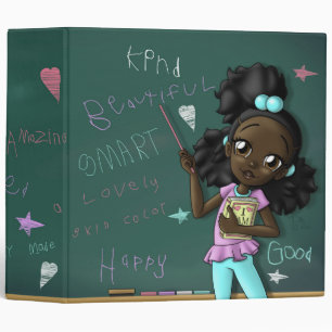Cute African American Affirmations 3 Ring Binder