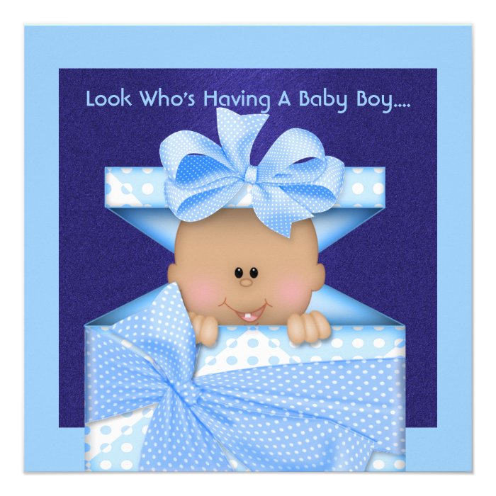 CUTE AFRICAN AMERICAN BABY BOY SHOWER  INVITATION