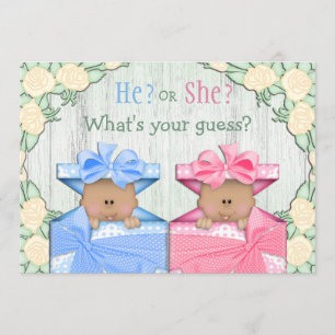 Cute African American Baby Gender Reveal Party Invitation