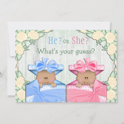 Cute African American Baby Gender Reveal Party Invitation
