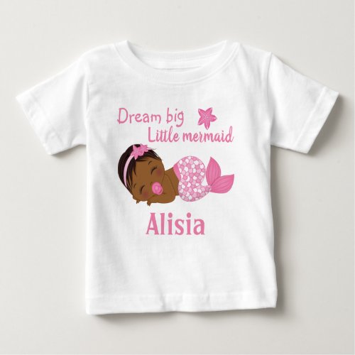 Cute African American Baby Girl Mermaid T_Shirt