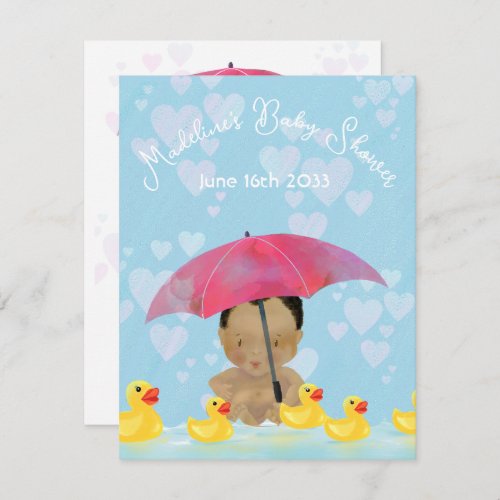 Cute African American Baby Shower Rubber Ducky Invitation
