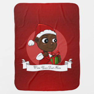 Cute African American baby with a Christmas hat Baby Blanket