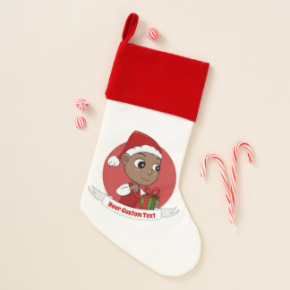 Cute African American baby with a Santa hat Christmas Stocking