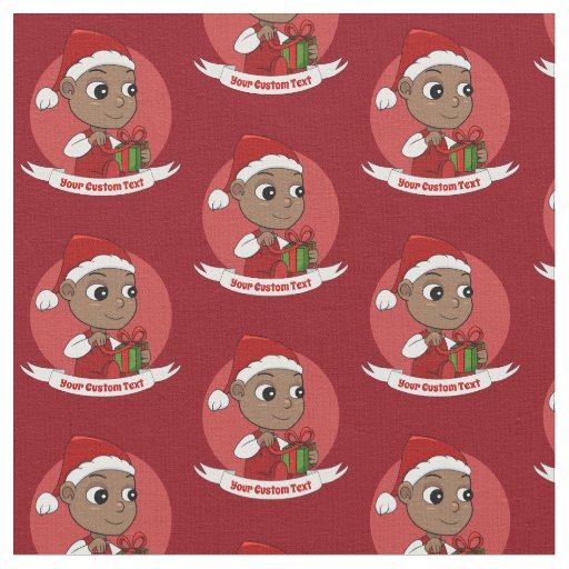 Cute African American baby with a Santa hat Fabric