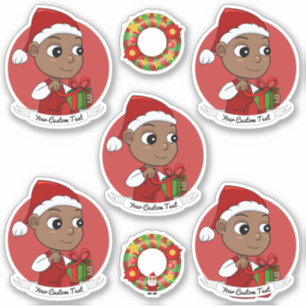 Cute African American baby with a Santa hat Sticker