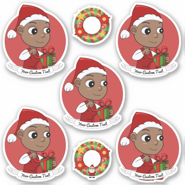 Cute African American baby with a Santa hat Sticker (Front)