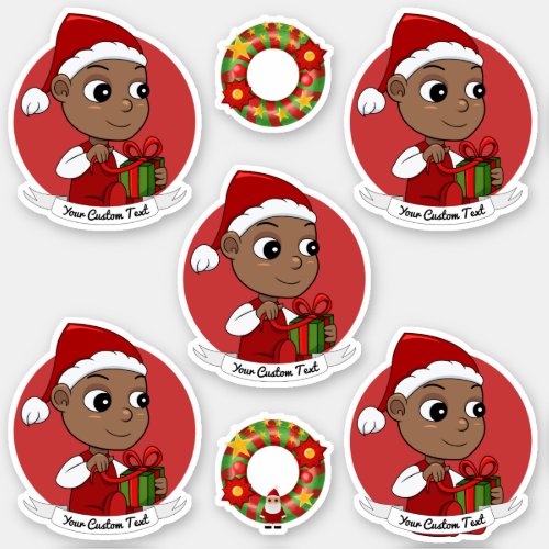 Cute African American baby with a Santa hat Sticker
