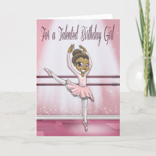 Cute African American Ballerina Birthday Card