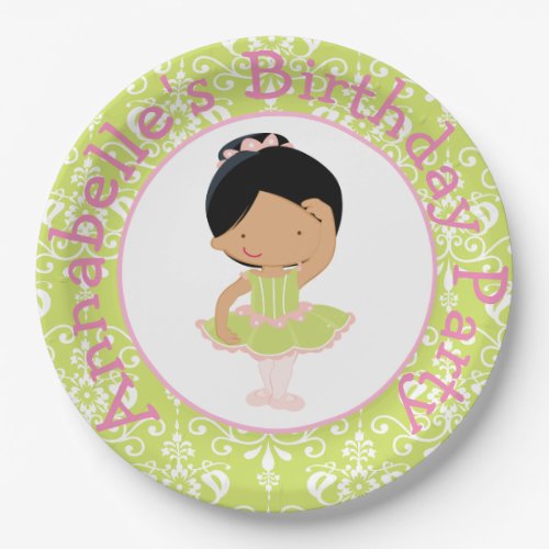 Cute African American Ballerina Birthday Party Paper Plates