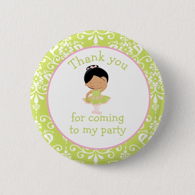 Cute African American Ballerina 'I went to' Button (Front)