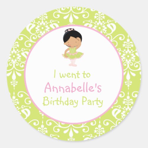 Cute African American Ballerina I went to Classic Round Sticker