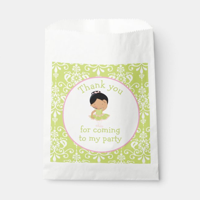 Cute African American Ballerina 'I went to' Favor Bag (Front)