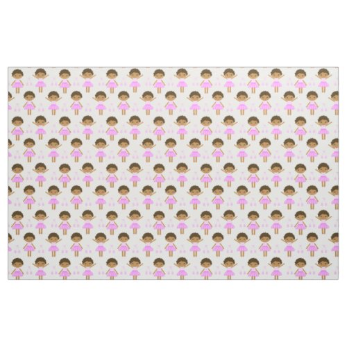 Cute African American ballerina in pink dress Fabric