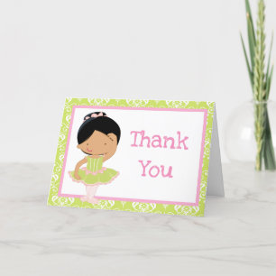 Cute African American Ballerina 'Thank You' Letterpress Thank You Card