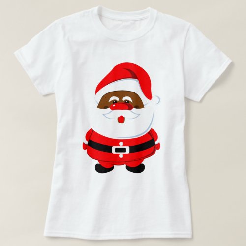 Cute African_American black Santa Claus Christmas T_Shirt