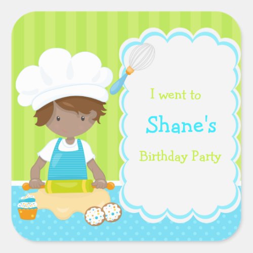 Cute African American Boy Baking I went to Square Sticker