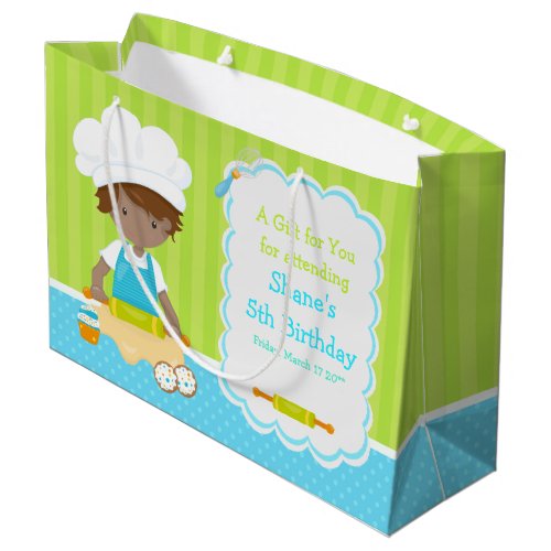 Cute African American Boy Baking Thank You Large Gift Bag