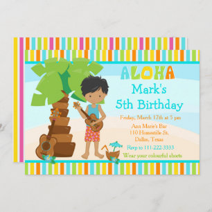 Cute African American Boy Birthday Party Invitation