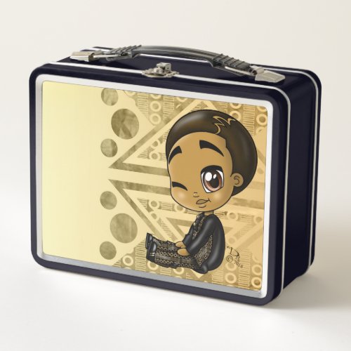Cute African American Boy Metal Lunch Box