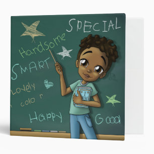 Cute African American Boy Positive Words 3 Ring Binder