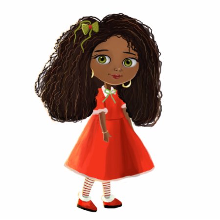 Cute African American Cartoon Girl Photo Sculpture