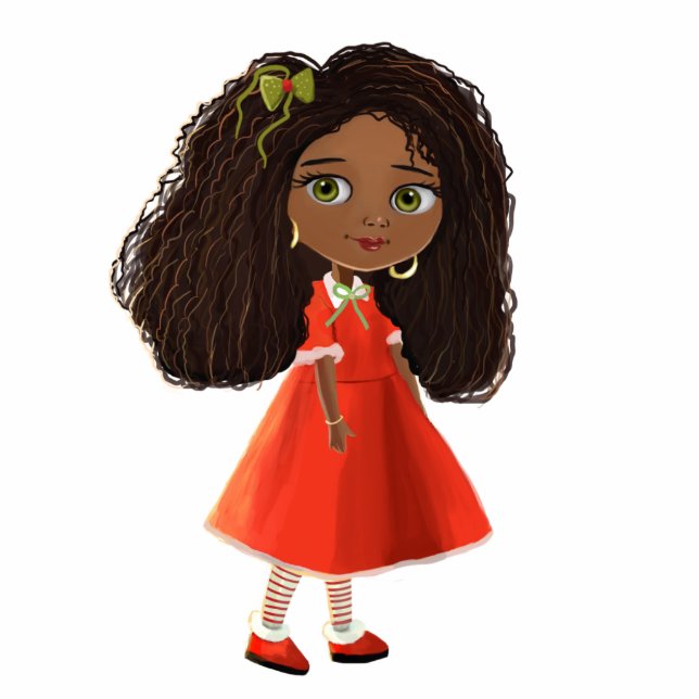 cute African American cartoon girl Photo Sculpture (Front)