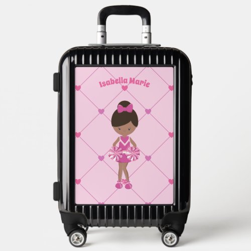 Cute African American Cheerleader Girl Custom Luggage