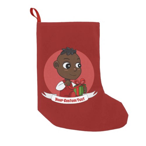 Cute African American Christmas baby cartoon Small Christmas Stocking