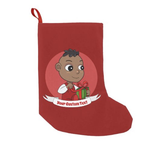 Cute African American Christmas baby cartoon Small Christmas Stocking