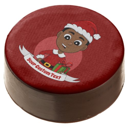 Cute African American Christmas boy cartoon Chocolate Covered Oreo