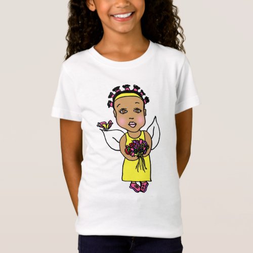 Cute African_American Fairy Whimsical Folk Art T_Shirt