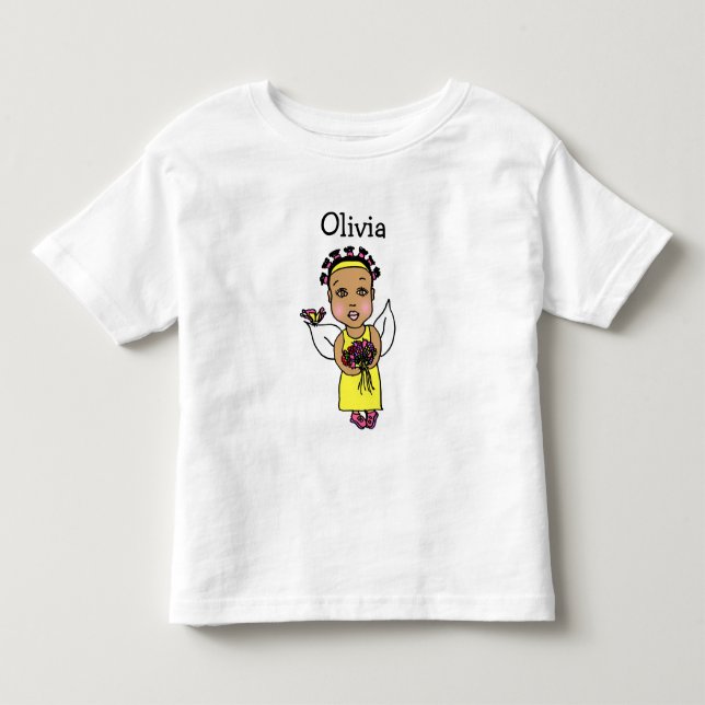 Cute African-American Fairy Whimsical Folk Art Toddler T-shirt (Front)