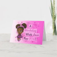 Cute African American Girl Birthday Card