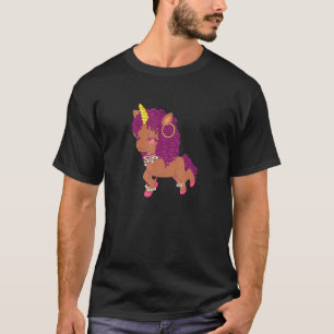Cute African American Girl Adorable Unicorn T-Shirt