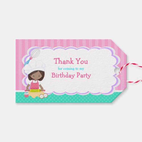 Cute African American Girl Baking Gift Tag