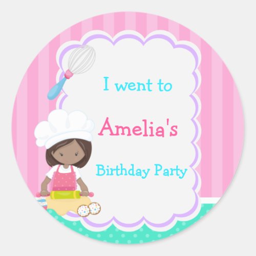 Cute African American Girl Baking I went to Classic Round Sticker