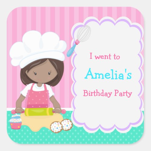Cute African American Girl Baking I went to Square Sticker