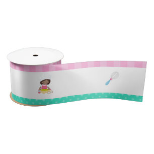 Cute African American Girl Baking Satin Ribbon