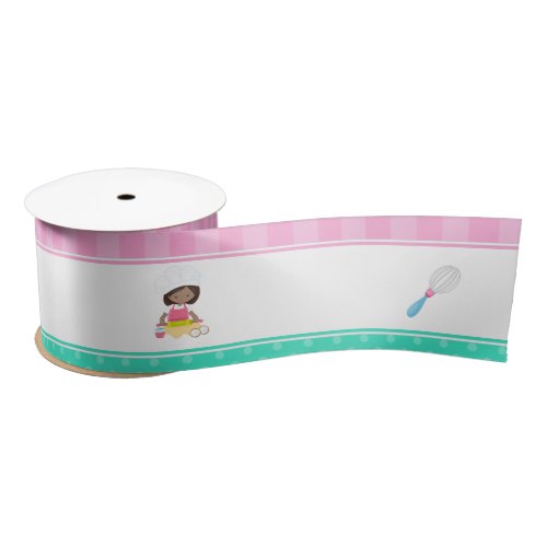 Cute African American Girl Baking Satin Ribbon