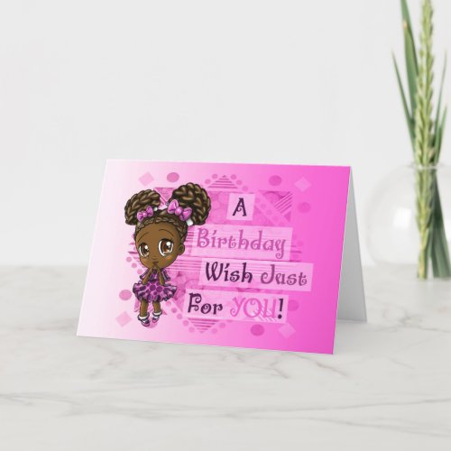 Cute African American Girl Birthday Card