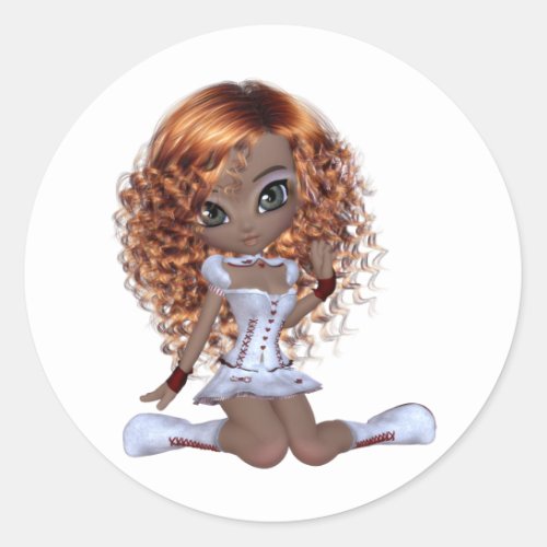 Cute African American Girl Classic Round Sticker