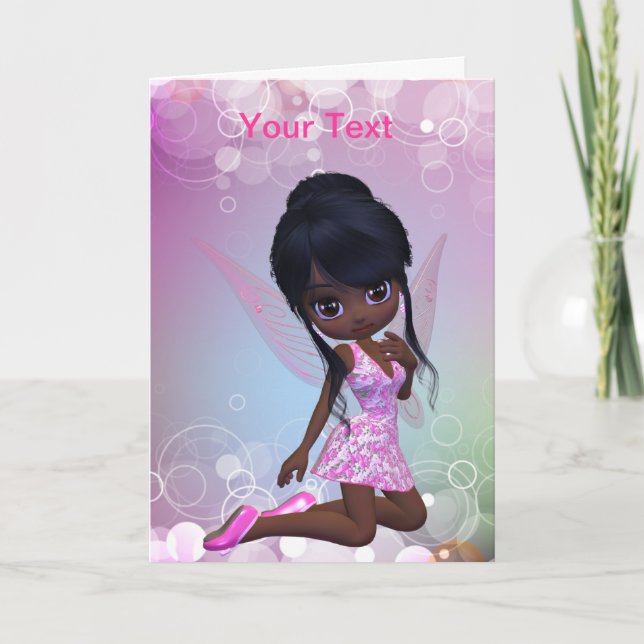 Cute African American Girl Greeting Card (Front)